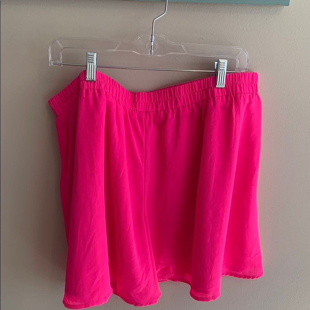 NEW Jess Lea Hot Pink Pull On Shorts Size 3X Elastic Waist Wide Leg Flowy Flat